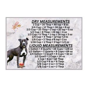 Pit Bull Dog Measuring Chart Magnet Kitchen Baking Guide